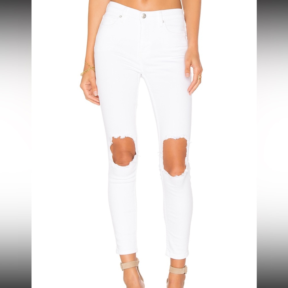 White Free People busted knee jeans